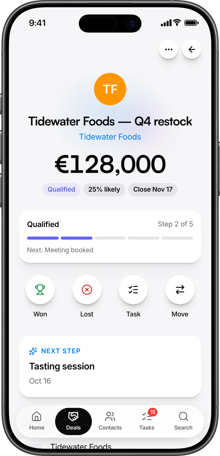 The Tidewater Foods deal in Meetzy for iPhone, the same as on the Mac