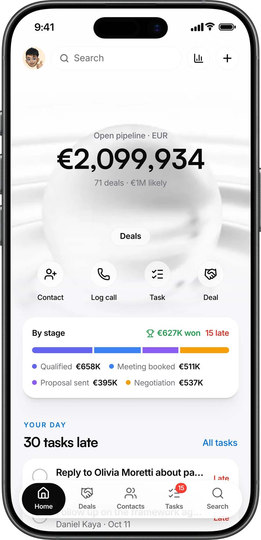 Meetzy for iPhone: the open pipeline on the home screen